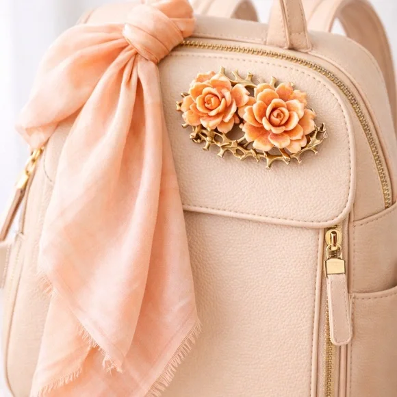 Charming Floral Brooch with Gold Detailing Vintage Judy Lee Rose Floral Brooch